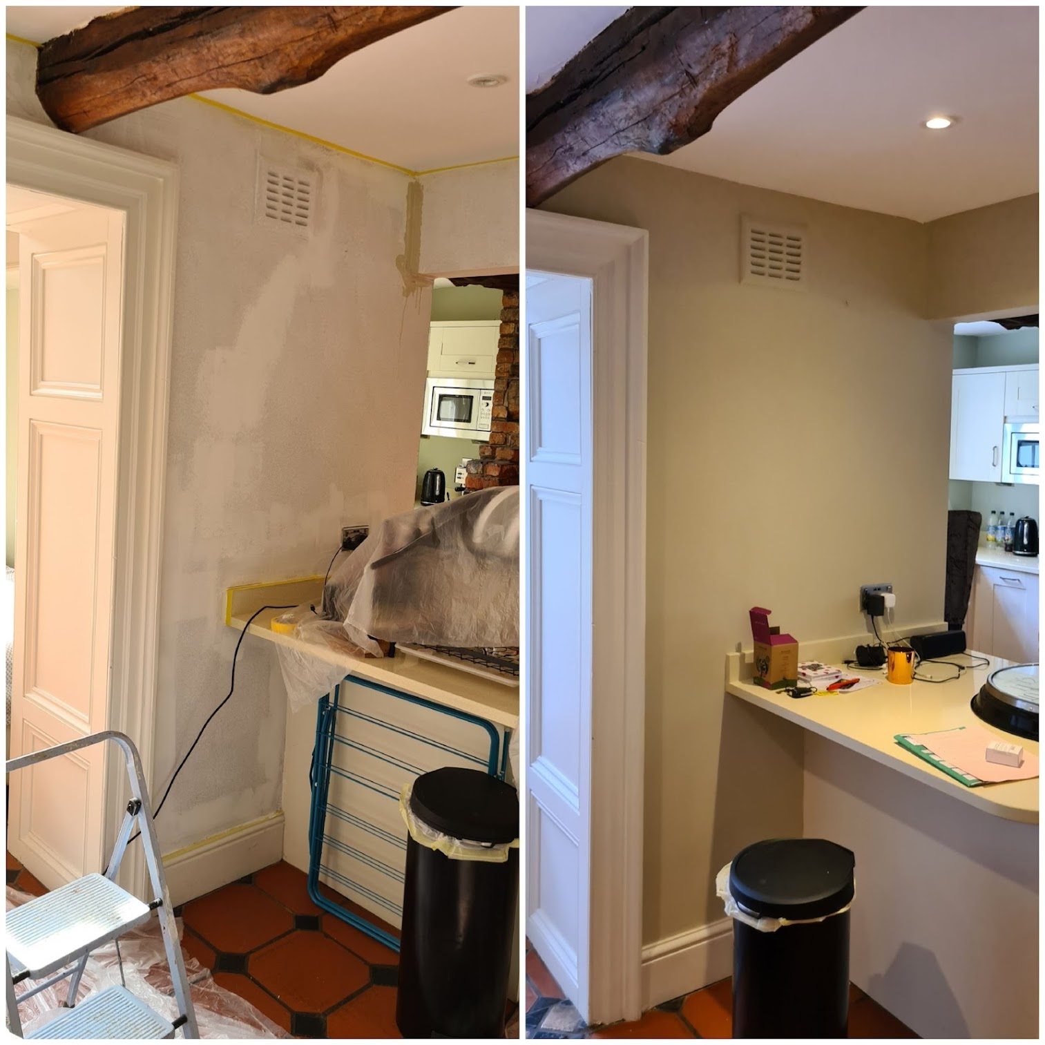 Interior repainting before and after